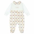 White & Beige Geo Map Babygrow, 1, hi-res