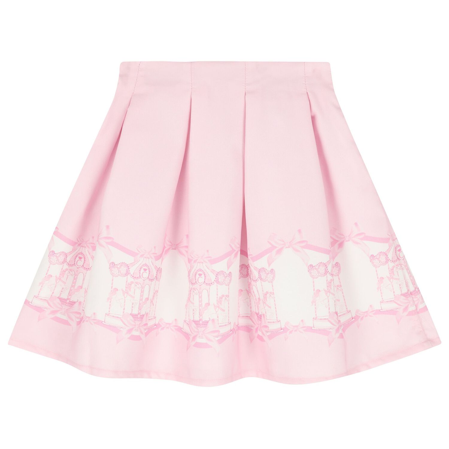 Girls Ivory & Pink Carousel Skirt Set, 1, hi-res