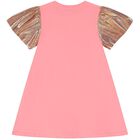 Girls Pink & Gold Logo Dress, 2, hi-res