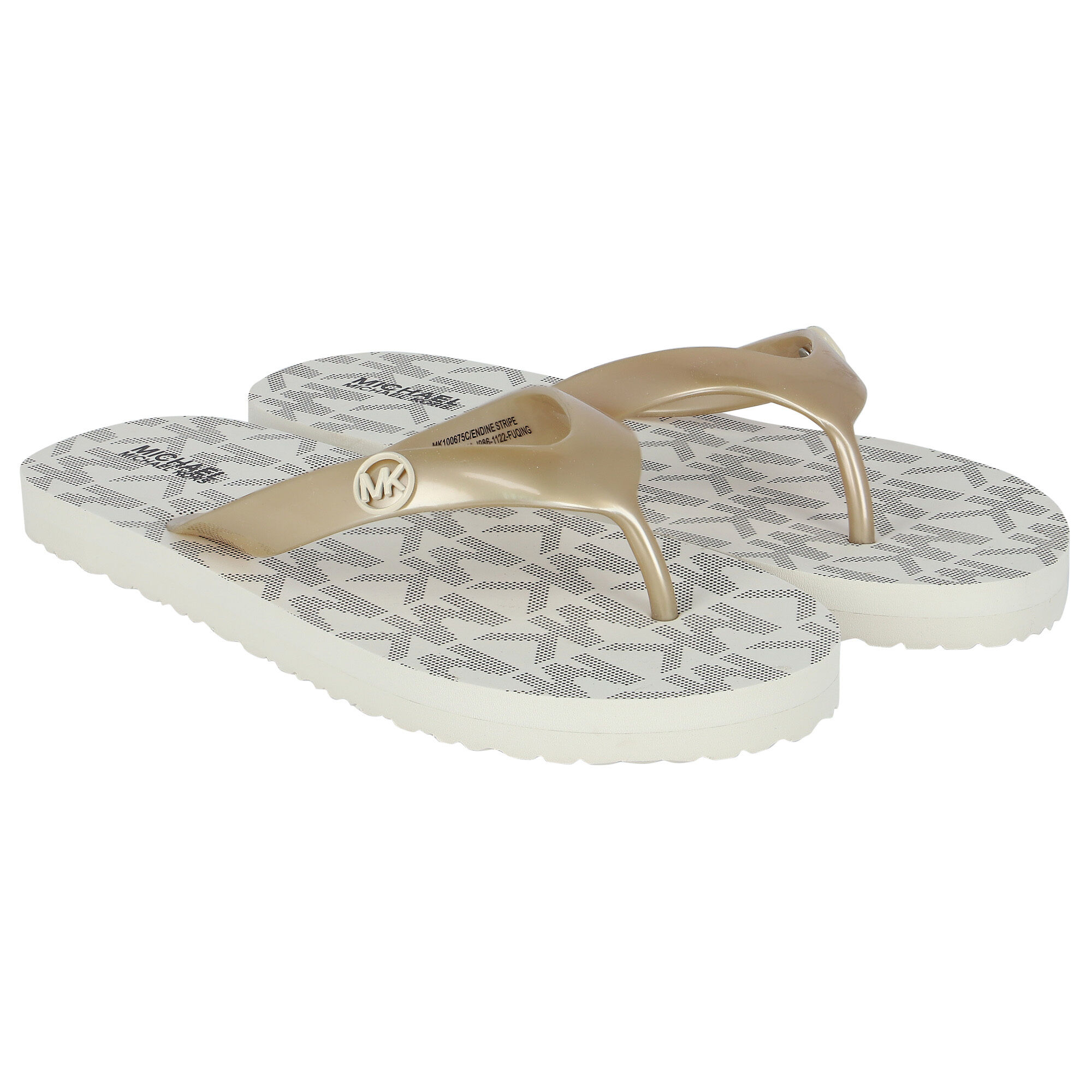 MICHAEL KORS Girls Ivory Logo Flip Flops Junior Couture UK