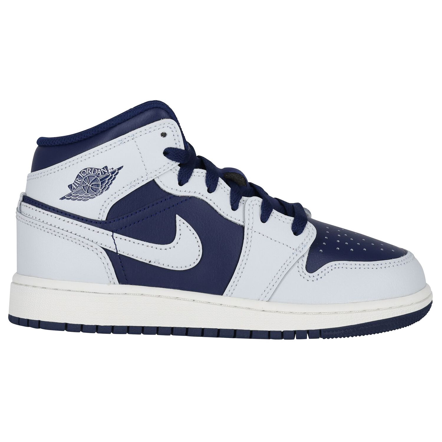 Blue & Grey Air Jordan 1 Mid Trainers, 4, hi-res