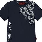 Younger Boys Navy Blue Logo T-Shirt, 3, hi-res