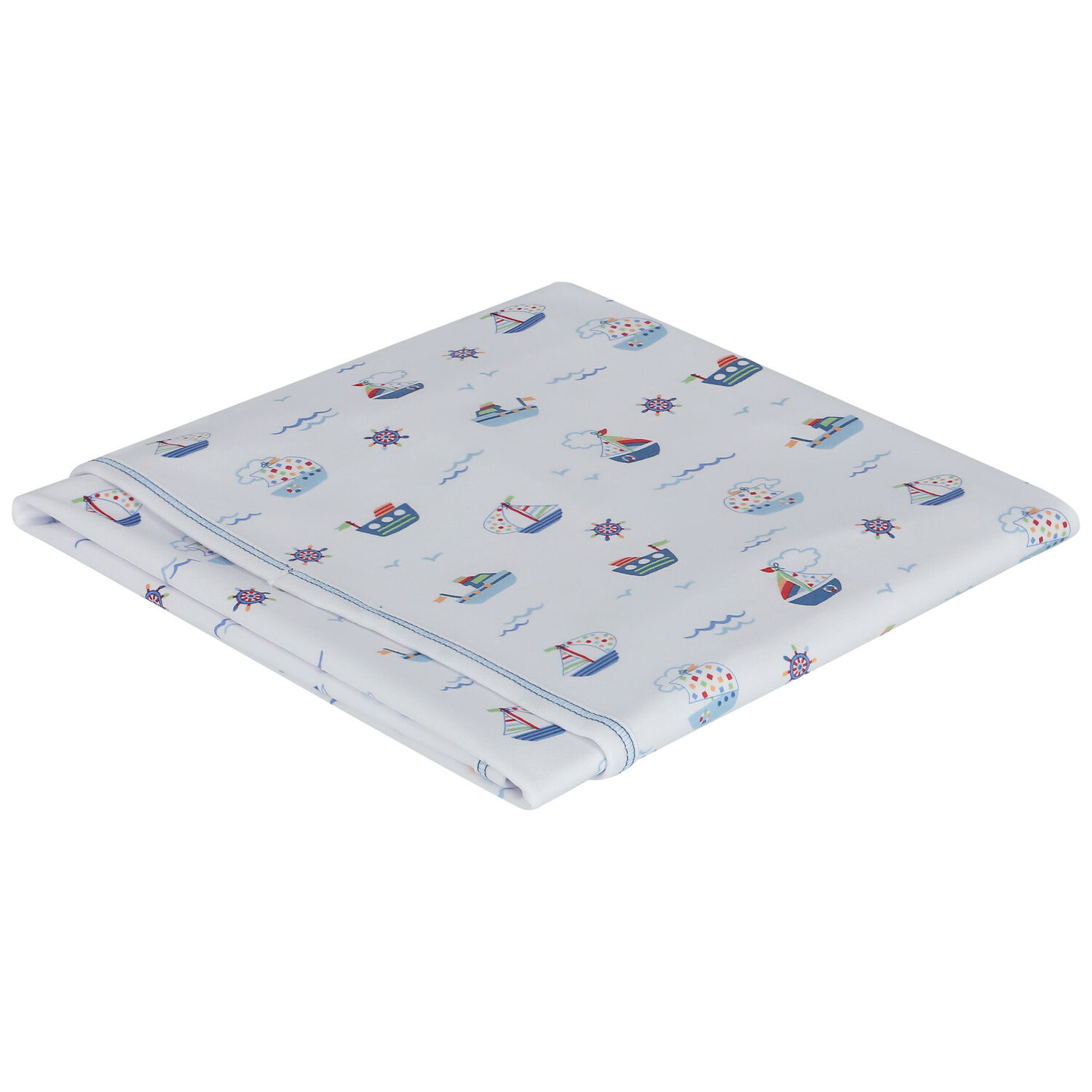 Baby Boys White Boats At Sea Blanket, 1, hi-res