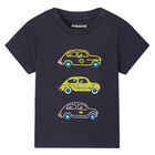 Younger Boys Navy Car T-Shirt, 1, hi-res