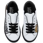 White & Black Logo Leather Trainers, 1, hi-res
