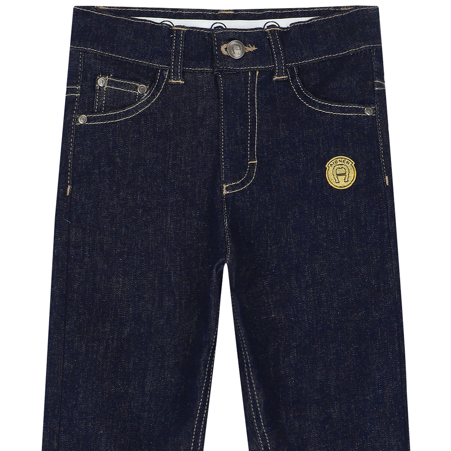 Boys Navy Blue Logo Denim Jeans, 1, hi-res