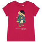 Girls Pink Polo Bear T-Shirt, 1, hi-res