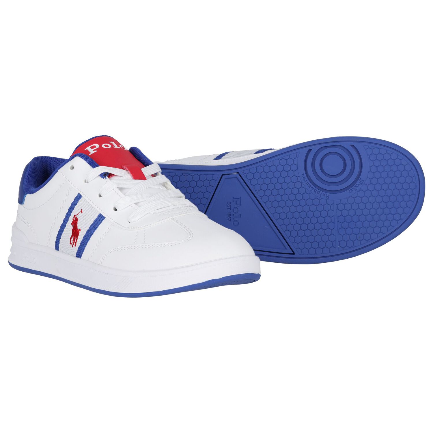 Boys White Logo Trainers, 1, hi-res