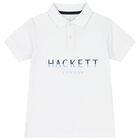 Boys White Logo Polo Shirt, 3, hi-res