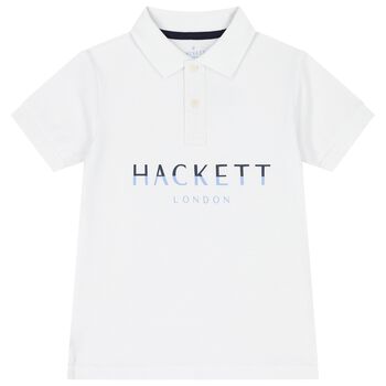 Hackett London Boys White Logo Polo Shirt, 3 Boys White Logo Polo Shirt