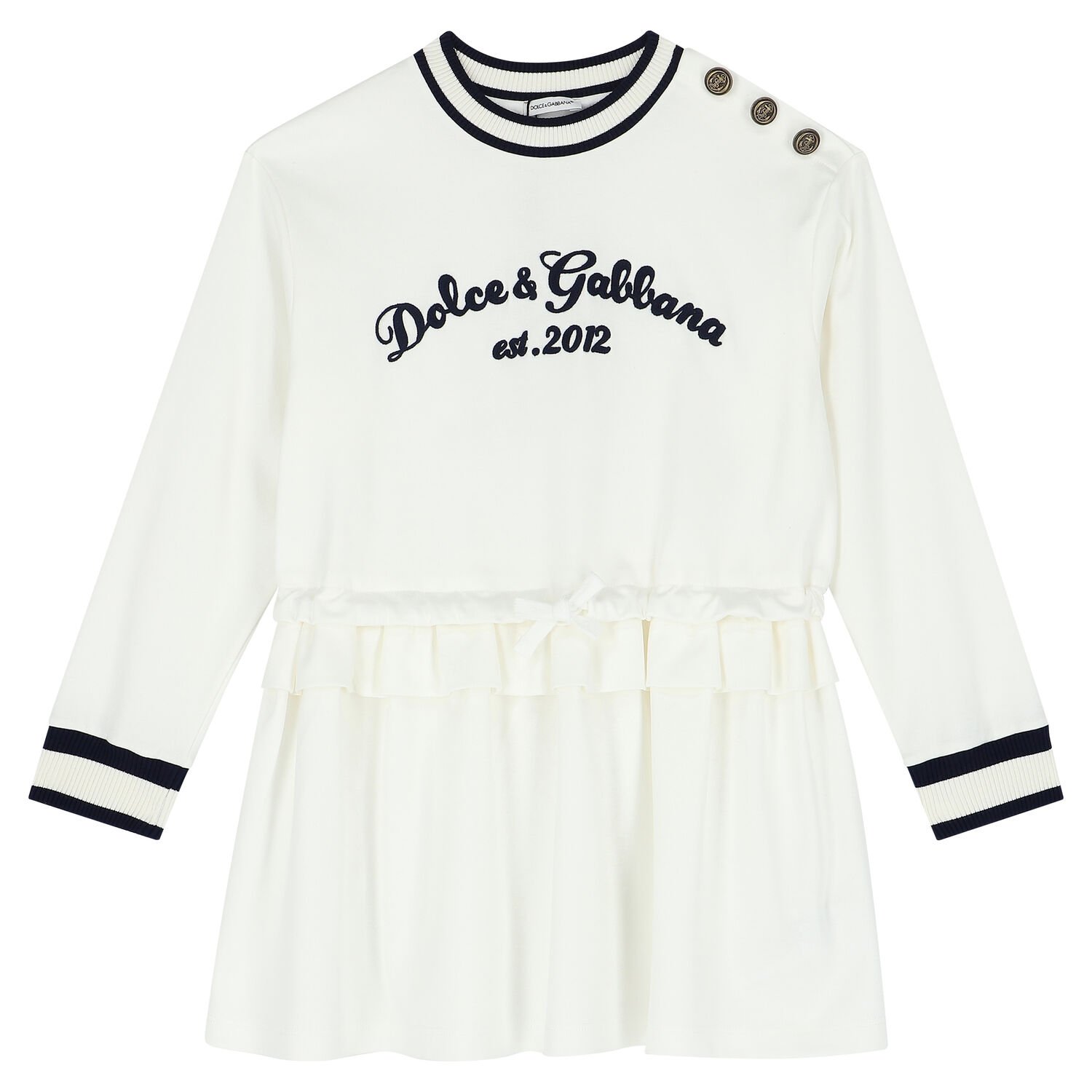 Girls White Logo Dress, 1, hi-res
