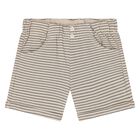 Younger Boys White & Beige Shorts Set, 1, hi-res