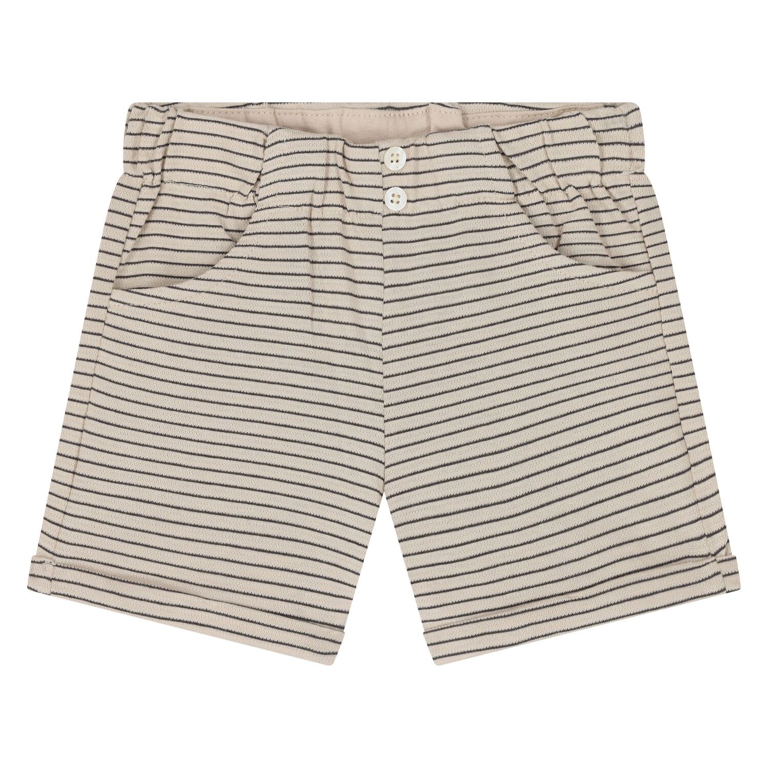 Younger Boys White & Beige Shorts Set, 1, hi-res