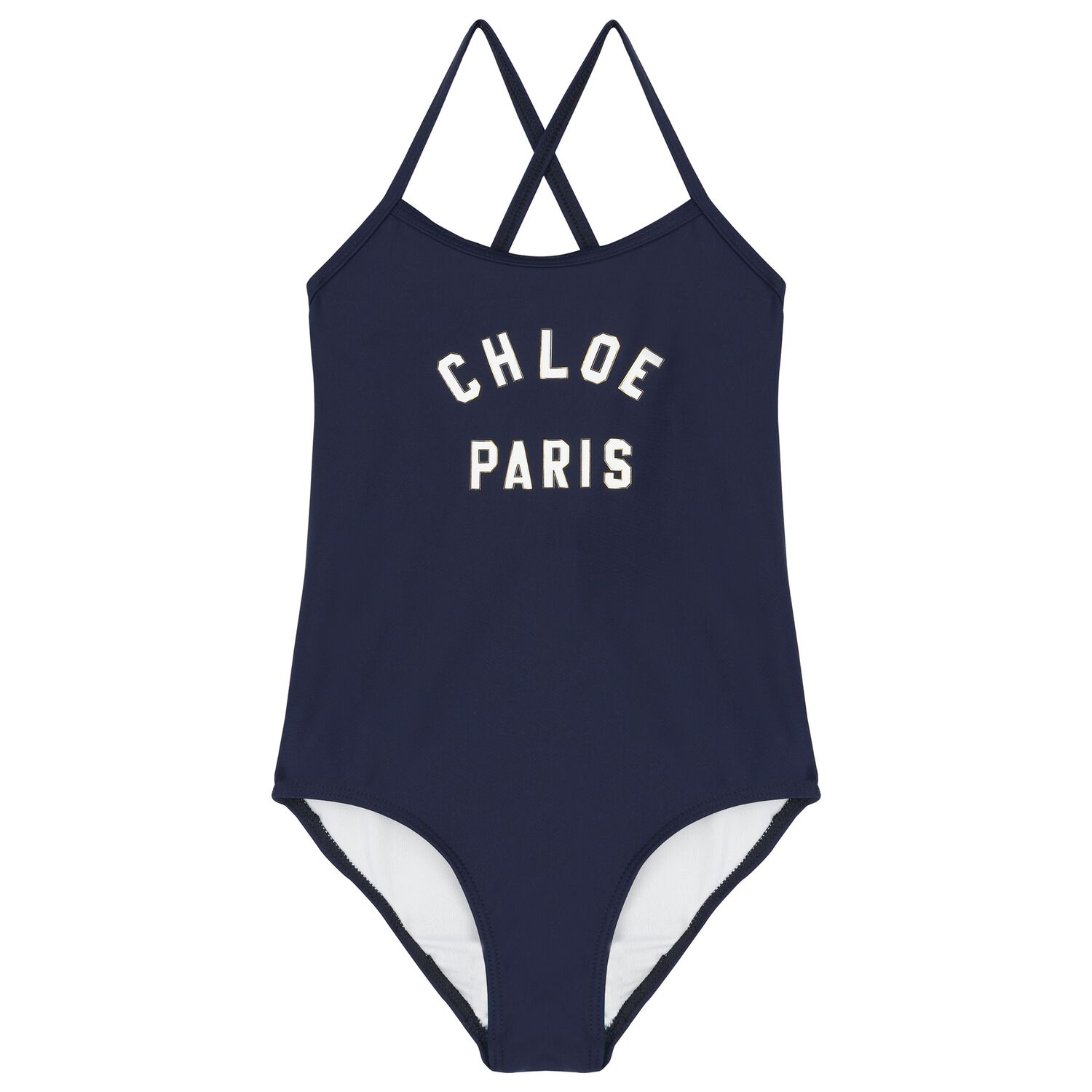 Girls Navy Blue Logo Swimsuit, 1, hi-res image number null