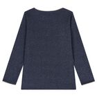 Girls Navy Blue Cherry Long Sleeve top, 1, hi-res