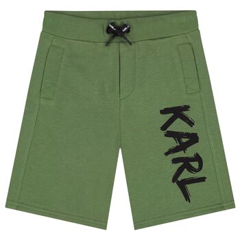 Boys Green Logo Shorts
