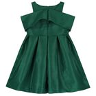 Girls Green Shoulder Bow Dress, 1, hi-res