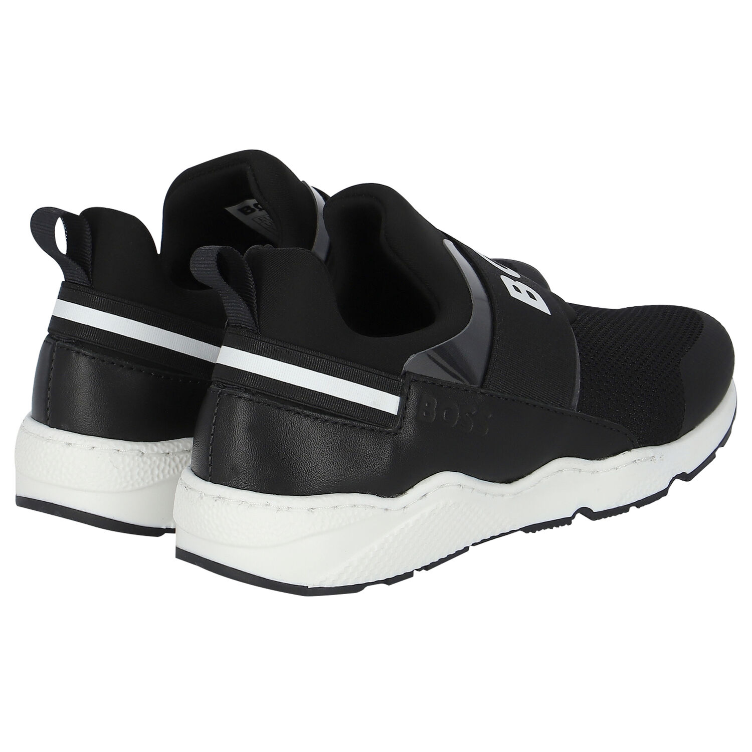 Boys Black Logo Trainers, 1, hi-res