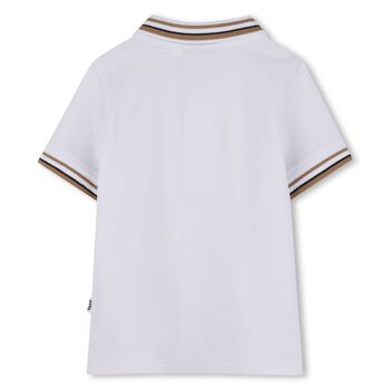 Younger Boys White Logo Polo Shirt