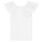 Girls White Ruffled Top, 1, hi-res