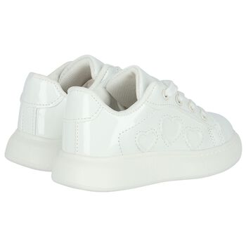 Girls White Hearts Trainers