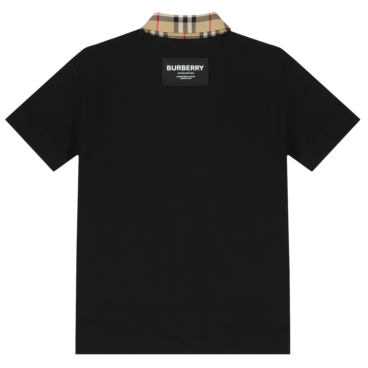 Boys Black Checkered Polo Shirt, 2, hi-res