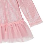 Younger Girls Pink Embellished Sequin Dress, 1, hi-res