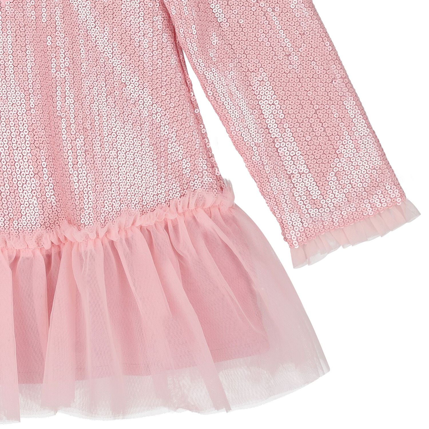 Younger Girls Pink Embellished Sequin Dress, 1, hi-res