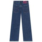 Girls Blue Wide Leg Charm Jeans, 1, hi-res