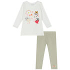 Baby Girls White & Green Leggings Set, 1, hi-res