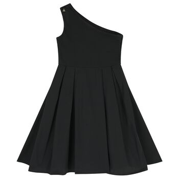 Girls Black One Shoulder Dress