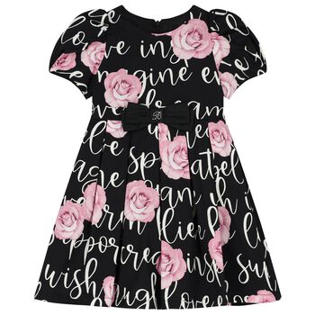 Girls Black Floral Dress