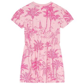 Girls Pink Palm Print Dress
