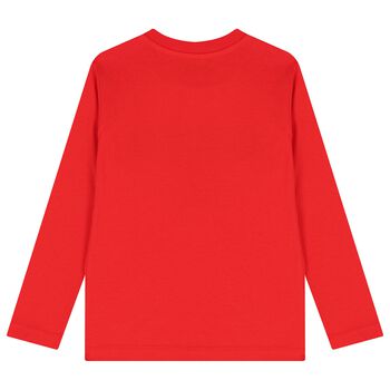 Red Teddy Bear Logo Long Sleeve Top