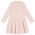 Girls Pink Check Bow Dress, 1, hi-res