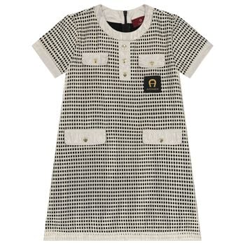Girls Black & Gold Logo Dress