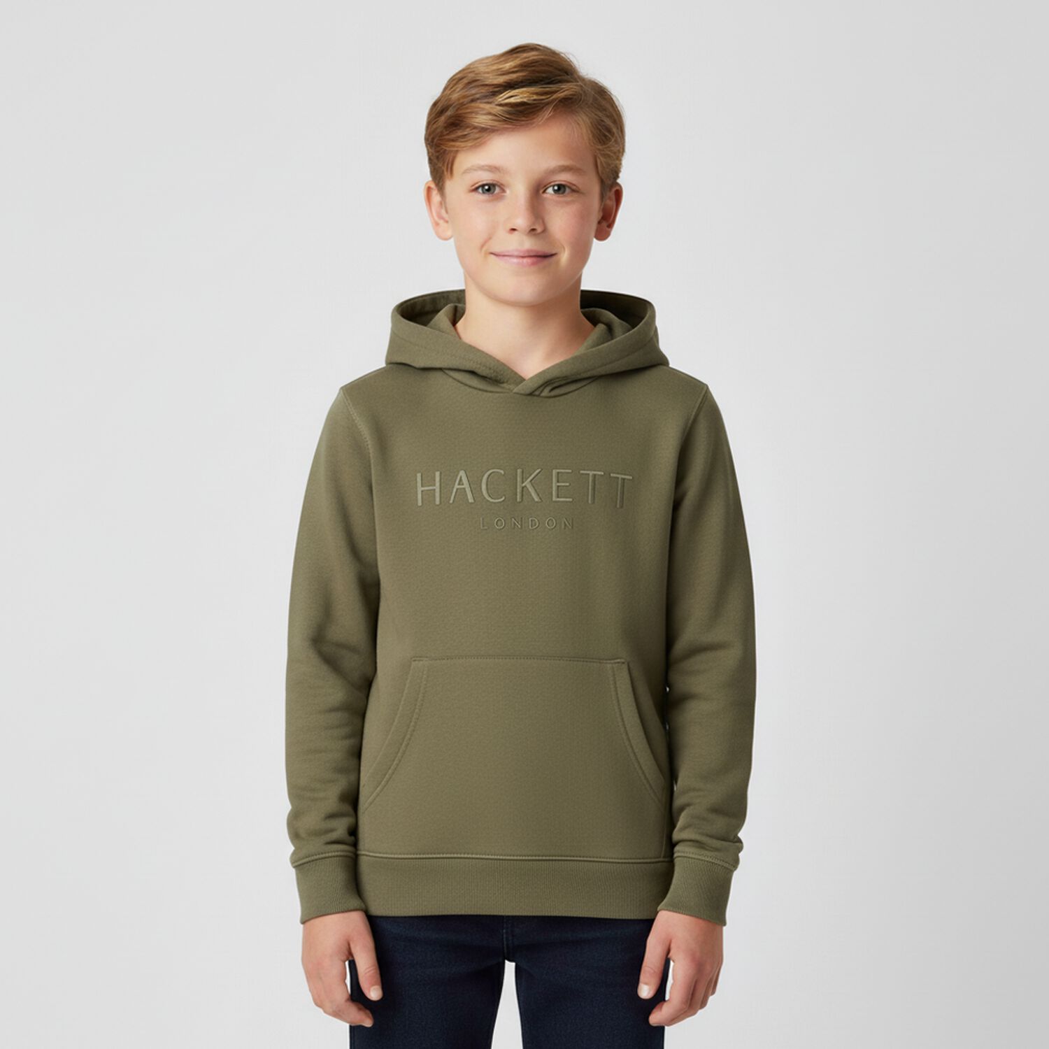Boys Green Logo Hooded Top, 1, hi-res