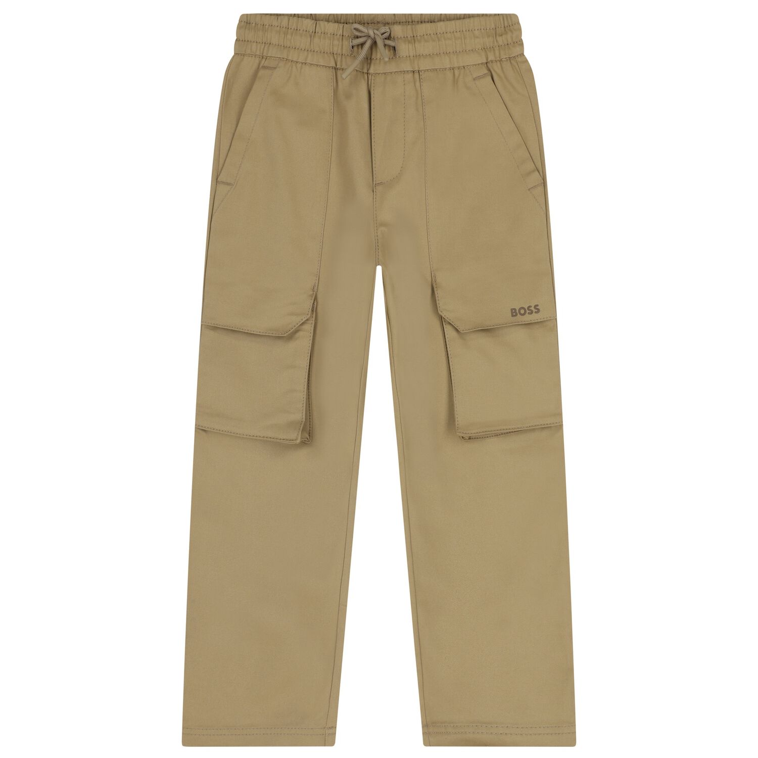 Boys Beige Logo Trousers, 1, hi-res