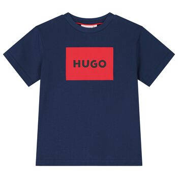 Boys Navy Cotton Logo T-Shirt