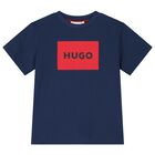 Boys Navy Cotton Logo T-Shirt, 4, hi-res