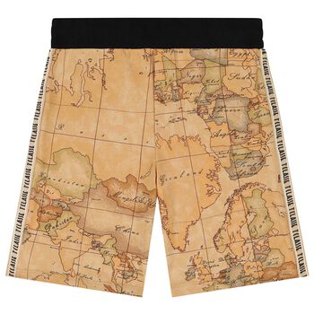 Boys Beige Geo Map Shorts