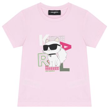 Girls Pink Choupette Logo T-Shirt