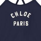 Girls Navy Blue Logo Swimsuit, 1, hi-res
