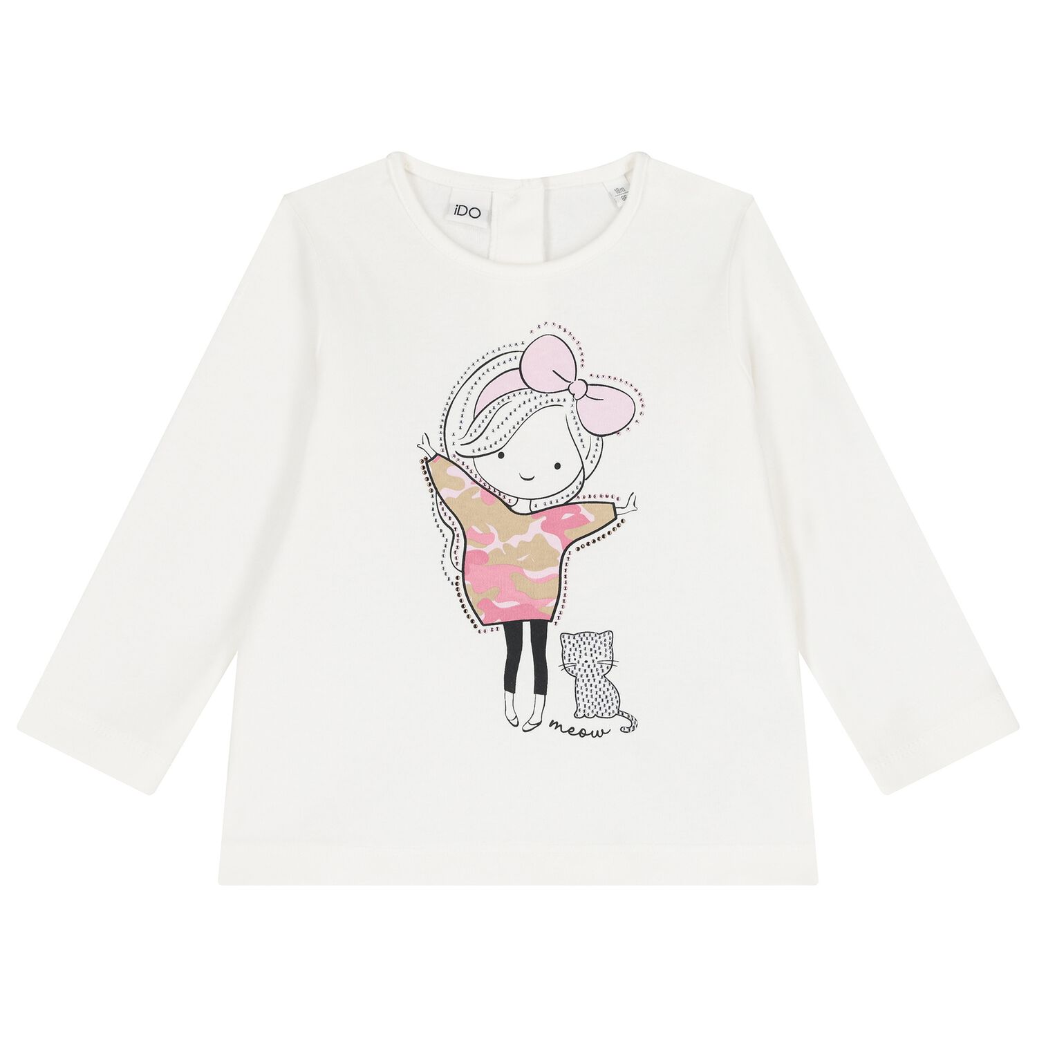 Girls Ivory Long Sleeve Top, 1, hi-res