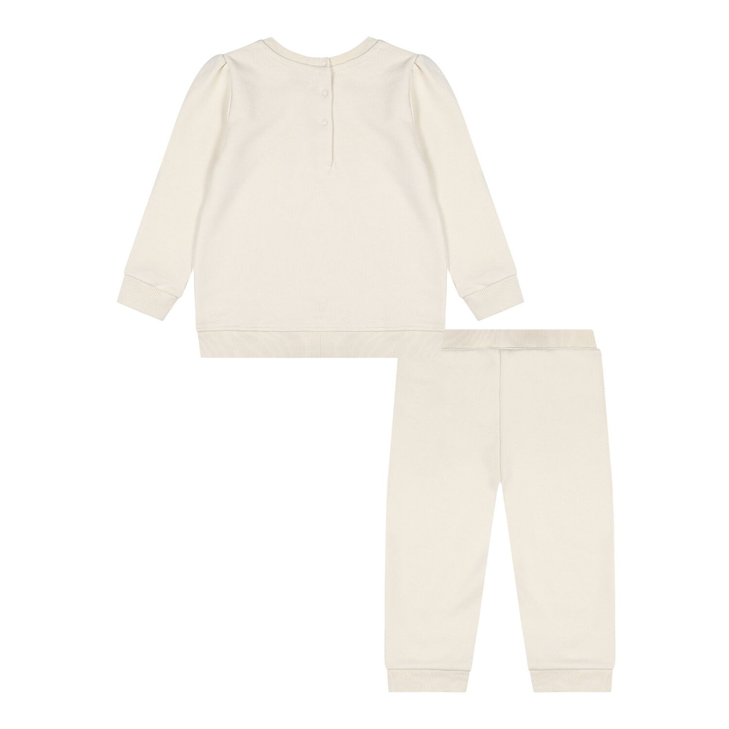 Baby Girls Beige Patchwork Bear Tracksuit, 1, hi-res