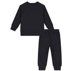 Younger Boys Navy Blue Logo Tracksuit, 1, hi-res