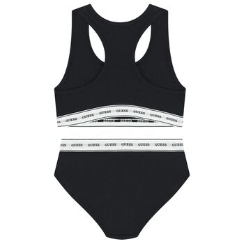 Girls Black Logo Bikini