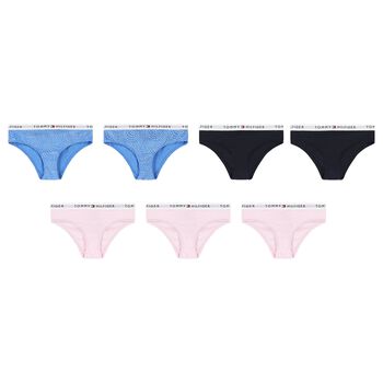 Girls Multi-Coloured Logo Knickers (7-Pack)