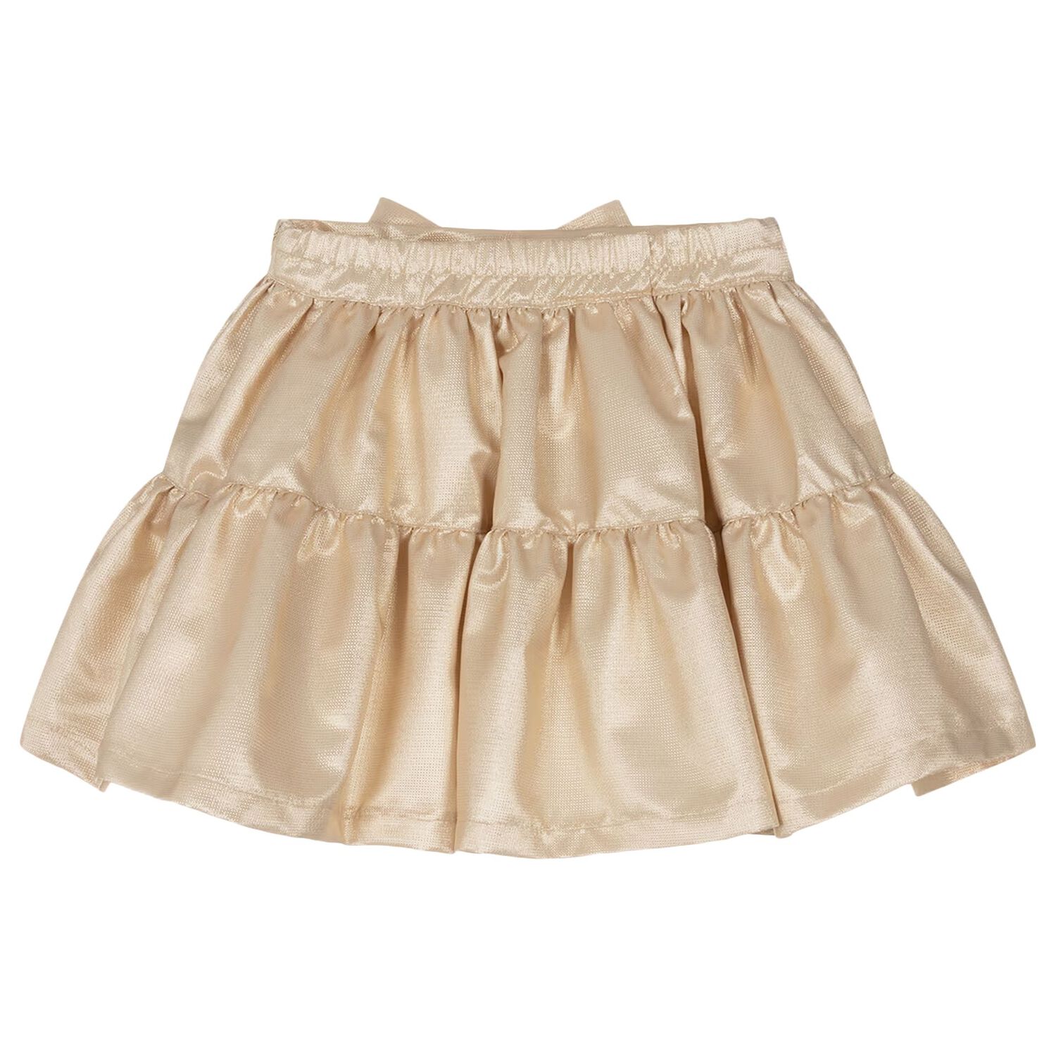 Girls White & Gold Ruffle Skirt Set, 1, hi-res