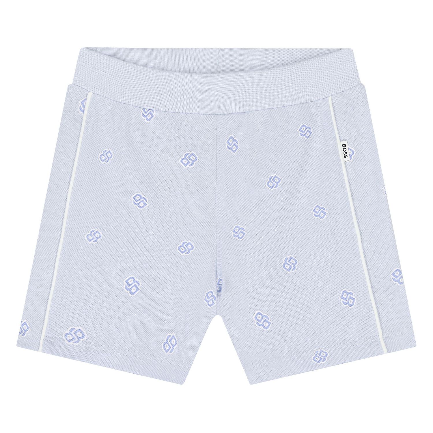 Baby Boys White & Blue Logo Shorts Set, 1, hi-res
